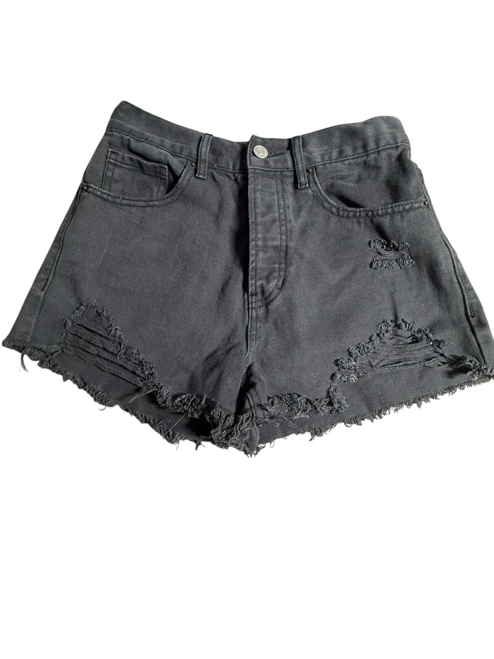 PacSunβ Black Distressed High-Rise Jean Shorts